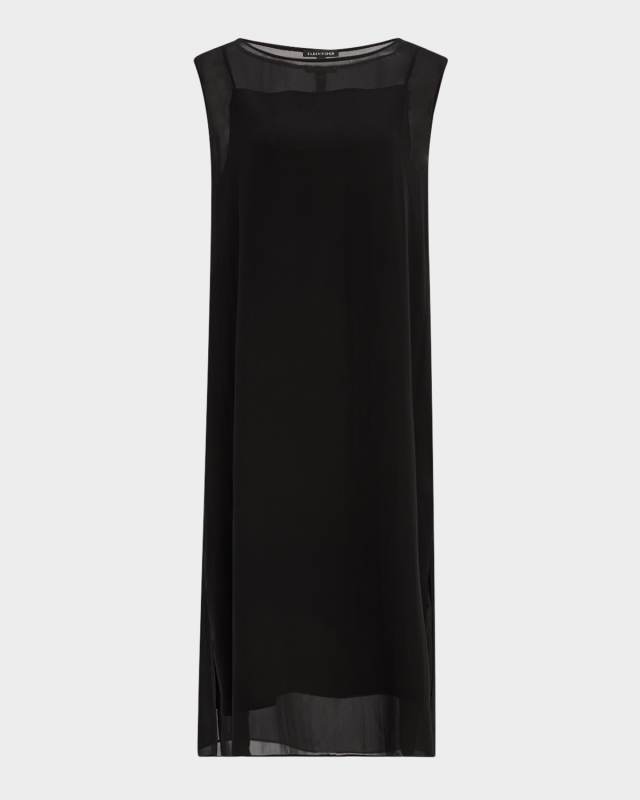 Bateau-Neck Sheer Silk Georgette Midi Dress